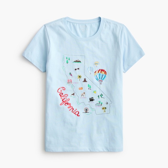 J. Crew White California Graphic Tee California graphic tee size medium new - Picture 1 of 11